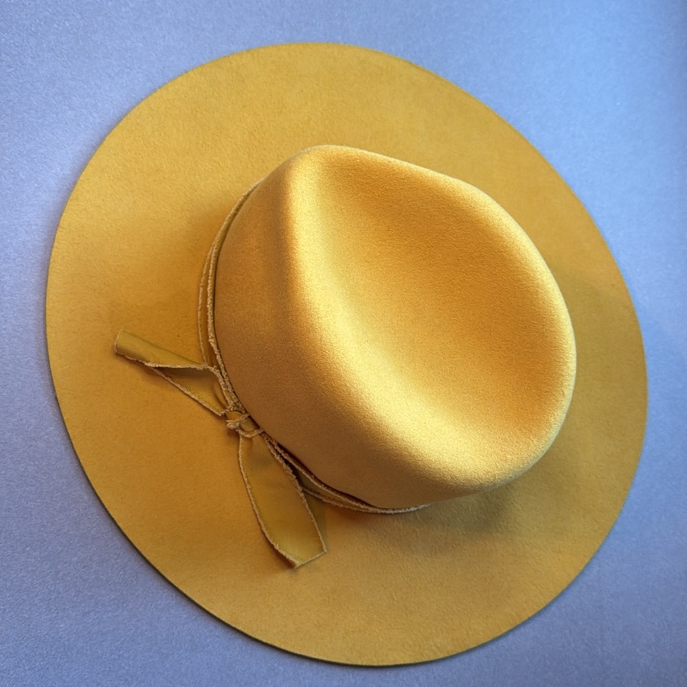 Olive & Pique Kaia Panama Hat Mustard Yellow Wool Western Boho Rancher - Picture 5 of 6